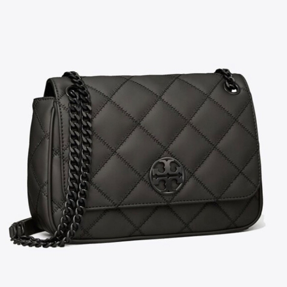 Tory Burch Handbags - EUC Tory Burch Willa Black Matte Quilted Shoulder Crossbody Bag